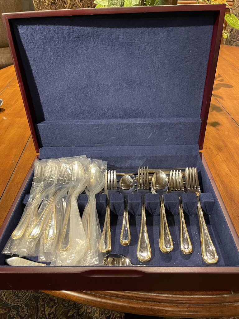 Service for 12 - Pearl Gold Accent Stainless Flatware by International Silver