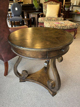 Load image into Gallery viewer, 25&quot;D x 26&quot;H - 3 Leg 1 Drawer A.R.T. Furniture Round Table
