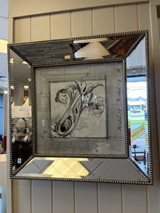 34" x 34" John Richard Embellished Mirrored Framed Neutral Art