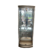 Load image into Gallery viewer, 30&quot;W x 18&quot;D x 80&quot;H Philip Reinisch Silver &amp; Glass Curved China Cabinet
