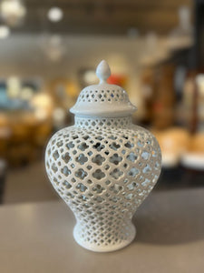 12" Bassett White Ginger Jar