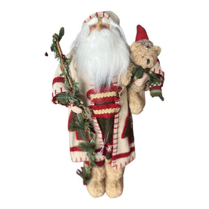 ~20" Rustic Santa w/Teddybear