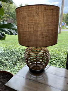 21"H Bio Armor Rattan Table Lamp