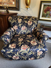 Load image into Gallery viewer, H 34&quot; L 37&quot; D 34&quot; Custom Black Jacobean Lounge Chair w/Ottoman
