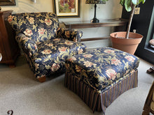 Load image into Gallery viewer, H 34&quot; L 37&quot; D 34&quot; Custom Black Jacobean Lounge Chair w/Ottoman
