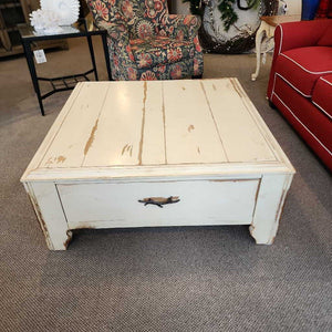 40" Square x 16"H Rustic 1 Drawer Coffee Table