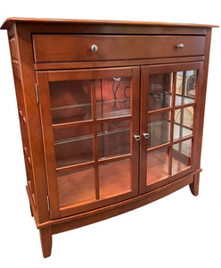 48"H x 19.5"D x 48"W Curved Front Cherry Cabinet w/1 Drawer & Glass Shelves Made in Canada