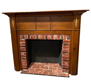 66"L x 15"D x 56"H Hand Crafted Wood & Brick Fireplace Mantle