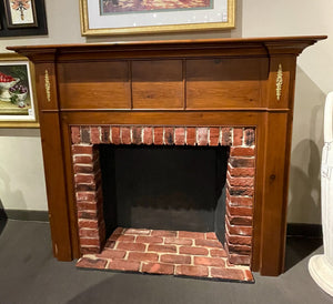 66"L x 15"D x 56"H Hand Crafted Wood & Brick Fireplace Mantle