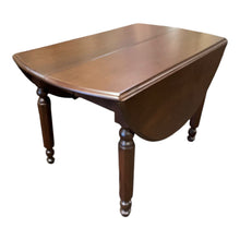 Load image into Gallery viewer, 44&quot;W (54.5&quot;W w/ Leaves up) x 27&#39;H x 26&quot;D Turn of the Century Walnut Drop Leaf Table Refurbished w/ 2 extra Center Leaves
