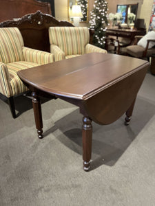 44"W (54.5"W w/ Leaves up) x 27'H x 26"D Turn of the Century Walnut Drop Leaf Table Refurbished w/ 2 extra Center Leaves