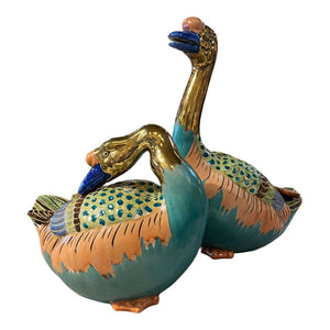 12.5" Andrea by Sadek Kutani Porcelain Geese Pair