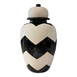 15.5" Nate Berkus B&W Chevron Ginger Jar