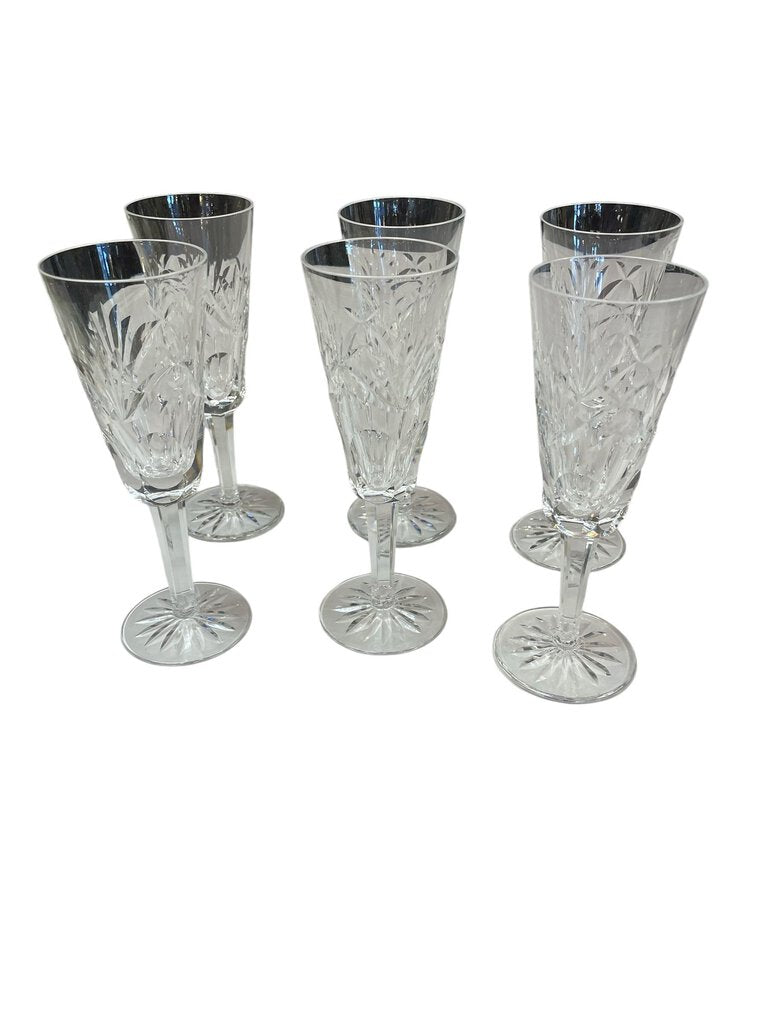 Set of 6 Waterford Crystal Flutes