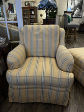 Load image into Gallery viewer, 34&quot; H x 30&quot; W Custom Down Filled Striped Chair (2 Available)
