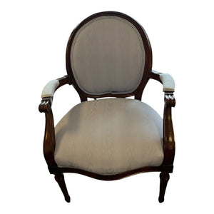 35" H x 26.5" W Louis XV1 Chair w/ Blue Fabric ( 2 available)