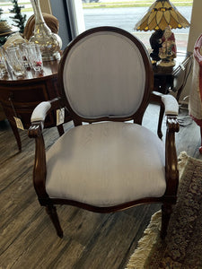 35" H x 26.5" W Louis XV1 Chair w/ Blue Fabric ( 2 available)