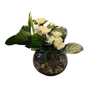 12" White Florals in Vase