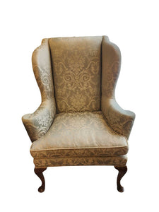 46" H x 34" Wx 32" D Damask Queen Anne Wing Chair