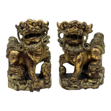 Load image into Gallery viewer, 7&quot; Pair of Wooden Carved Oriemtal Lion Bookends
