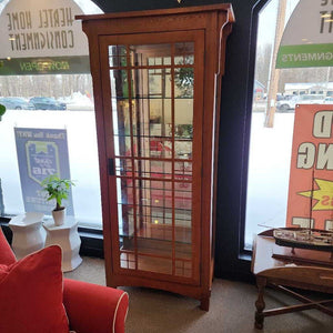 32'W x 16 1/4" D x 80" H Mission Style Single Door Curio