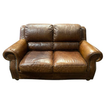 Load image into Gallery viewer, 65&quot;L x 34&quot;D x 35&quot;H Italian Leather Loveseat w/ Nailhead Trim
