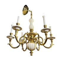 Load image into Gallery viewer, 32&quot; Lenox Porcelain &amp; Brass 6 Light Chandelier
