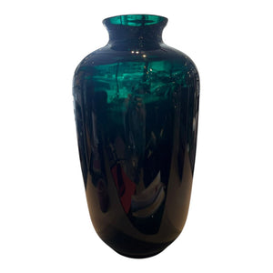 15.5" MCM Blenklo Style Emerald Glass Cloisonne Jar