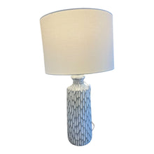 Load image into Gallery viewer, 26.5&quot; Grey &amp; White Textured Lamp Base w/ Linen Look Shade
