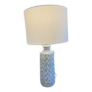 26.5" Grey & White Textured Lamp Base w/ Linen Look Shade