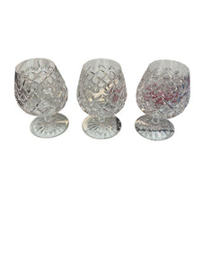 3 Vintage Cut Waterford Crystal Brandy Glasses