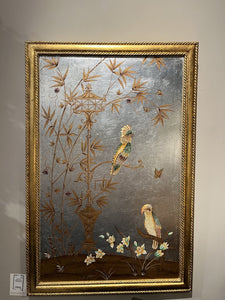 25.5" x 38" Chinoiserie Style Gilded Birds II