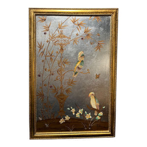 25.5" x 38" Chinoiserie Style Gilded Birds II