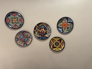 11 1/2" Decorative Mexican Plate Set of 5 4 9/34" Smaller Plate