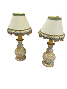 Pair of 15" Mackenzie Childs Candlestick Lamps (Imperfect)