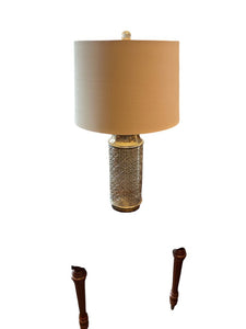 29" H Textured Glass Base Lamp w/ Linen Look Shade