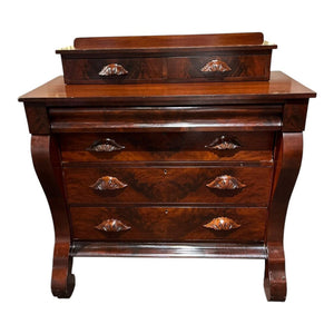 44"H x 42.5"W x 21.5"D American Empire Flame Mahogany 9 Drawer Chest of Drawers