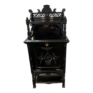 42"H x 19.5"W x 15"D Oriental Black Lacquer Cabinet
