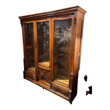 Load image into Gallery viewer, 66&quot;H x 57.5&quot;W x 16.5&quot;D Antique Victorian Carved Wood Book Case ca 1890&#39;s
