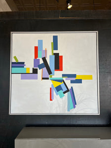 33" x 31" Abstract Geometric Painting w/ Signature by Artist