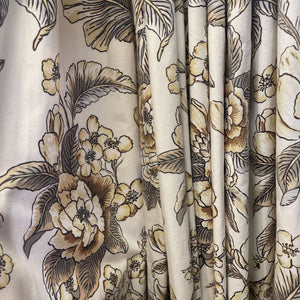 40"W x 88"L Pair of Custom Floral Pleated Drapes