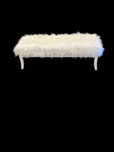 51" L x 19" W x 16" H White Furry Bench