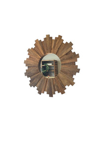 27" Dia. Wooden Sunburst Mirror
