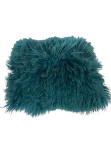22" x 22" Turquise Fur Accent Pillow