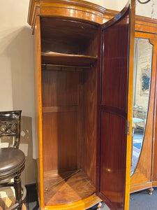 88"L x 87.25"H x 25"D Late 19th Centruy Satinwood Sheraton Revival Wardrobe