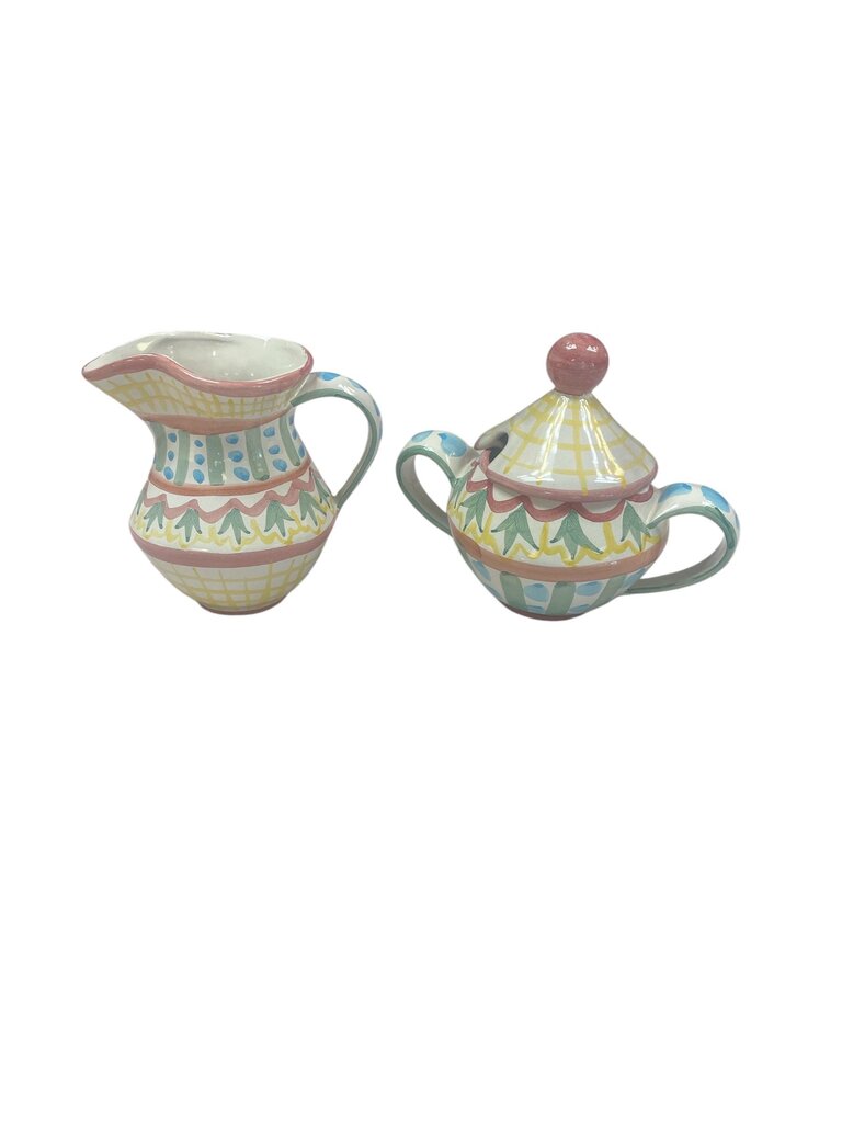 MacKenzie Childs Aurora Pattern Creamer & Sugar