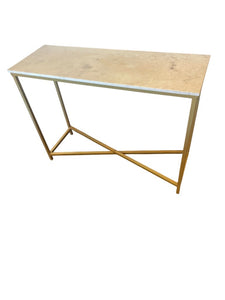 40 " L x 14" W x 30" H Pier 1 Imports Gold & Marble Console Table ( 2 available)