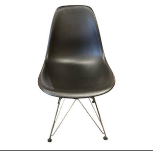 32"H x 17"D x 17"W Pair of Eames Molded Plastic Chair Black