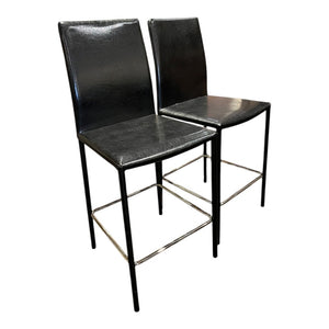 42.5"H x 17"D x 18"W Black Bar Stool Pair