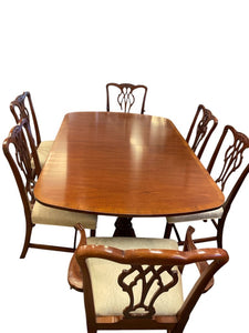 67.5" x 44" Kittinger Double Pedestal Dining Table, 8 Chairs 2-18" Leaves & Pads